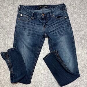 Express Jeans Stella Low Rise Ankle Legging Dark Wash Zipper Hem Size 2R